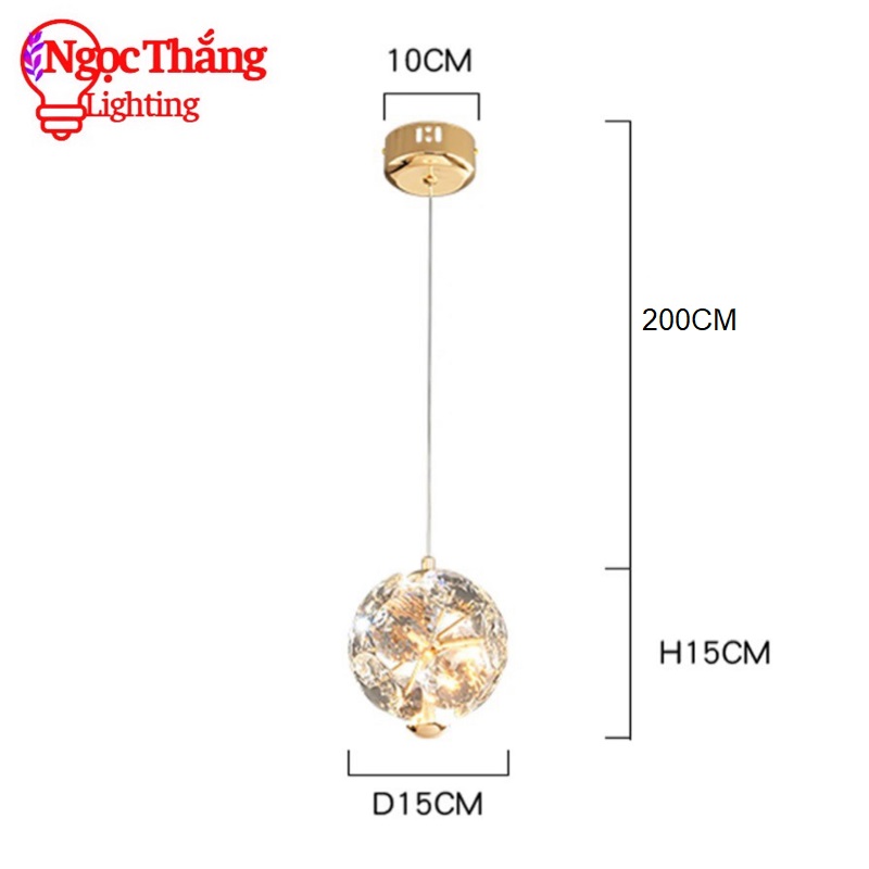 Đèn thả trần pha lê trang trí phòng ngủ phòng khách bàn ăn T2228/1 Ngọc Thắng - Image 6