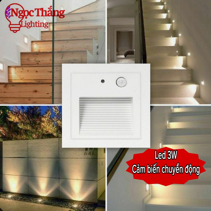 Đèn Led cảm ứng âm cầu thang chống nước trang trí ngoài trời trong nhà cảm biến chuyển động Led 3W 220V ACT3248 Ngọc Thắng - Ảnh 5