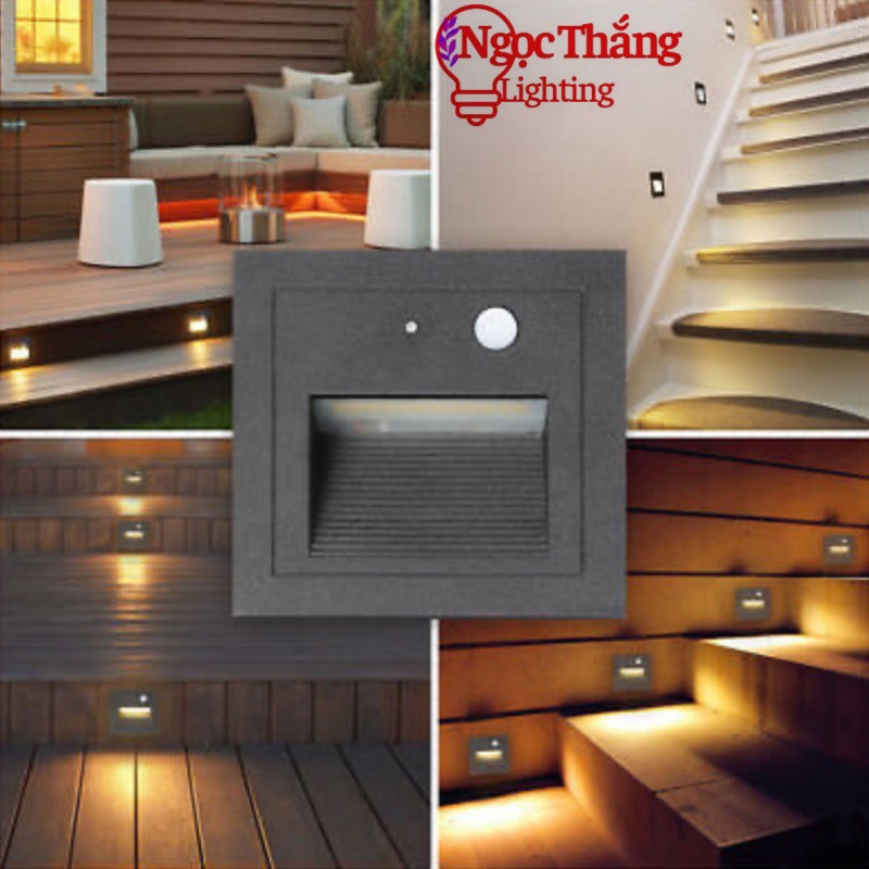 Đèn Led cảm ứng âm cầu thang chống nước trang trí ngoài trời trong nhà cảm biến chuyển động Led 3W 220V ACT3248 Ngọc Thắng - Ảnh 3