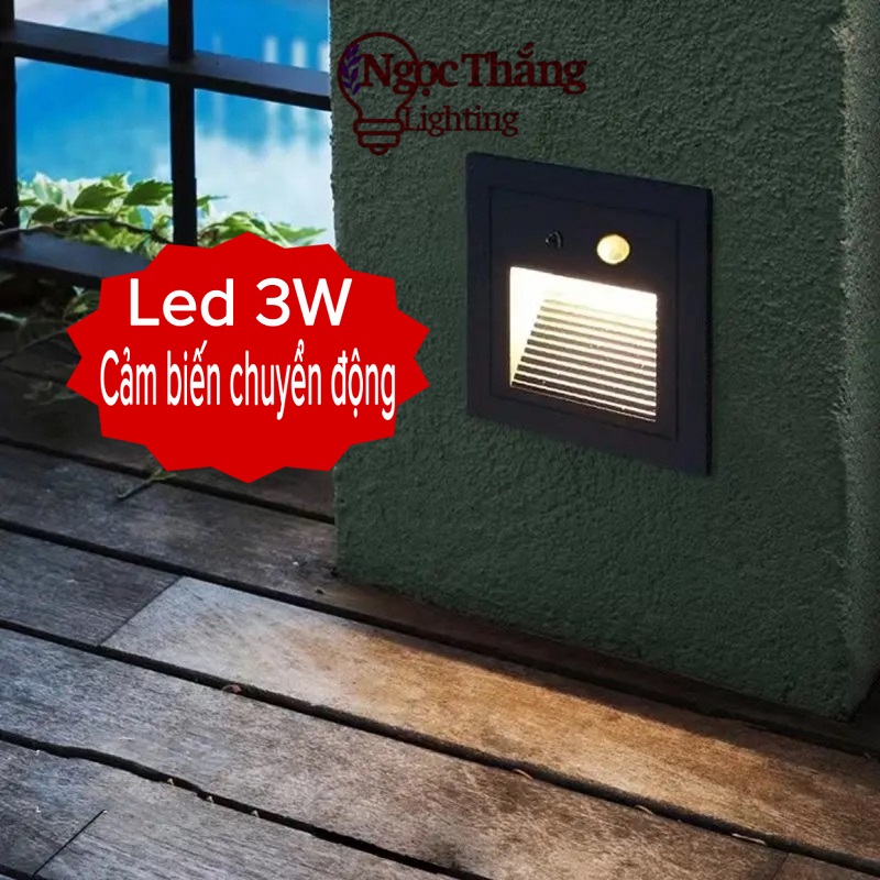 Đèn Led cảm ứng âm cầu thang chống nước trang trí ngoài trời trong nhà cảm biến chuyển động Led 3W 220V ACT3248 Ngọc Thắng - Ảnh 2