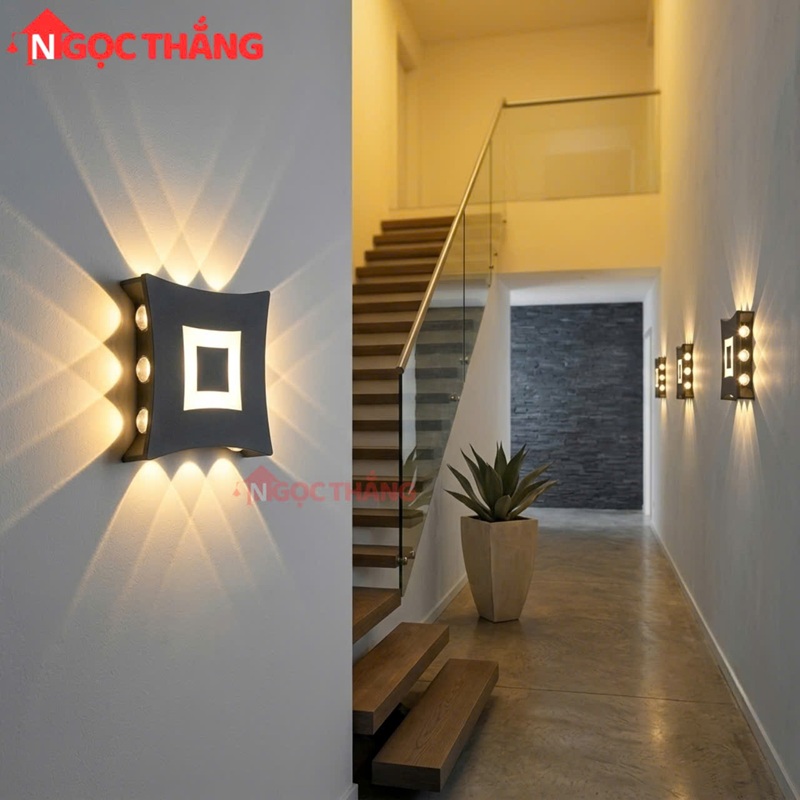Đèn Led hắt tường treo tường gắn tường trang trí trong nhà ngoài trời 12 bóng Led 14W 220V VNT046A Ngọc Thắng - Ảnh 4