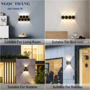 Đèn Led treo tường hắt tường 2 bóng ngoài trời trong nhà Led 2W 220V VNT6011 Ngọc Thắng - Ảnh 3