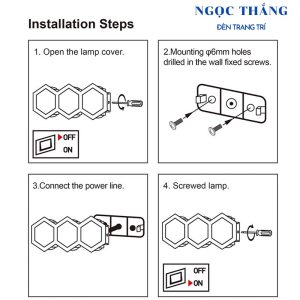 Đèn Led treo tường hắt tường 6 bóng ngoài trời trong nhà Led 6W 220V VNT6012 Ngọc Thắng - Ảnh 4