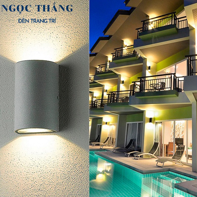 Đèn Led hắt tường treo tường trang trí ngoài trời bán trụ 2 đầu Led 10W VNT661 Ngọc Thắng