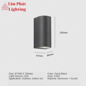 Alternative view of Đèn Led treo tường hắt tường trang trí ngoài trời trong nhà Led 10W 220V VNT015-3 Ngọc Thắng