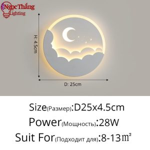 Alternative view of Đèn treo tường ốp tường đám mây 3D 24cm trang trí phòng khách phòng ngủ cầu thang Led 3 chế độ màu 8W 220V V9983 Ngọc Thắng