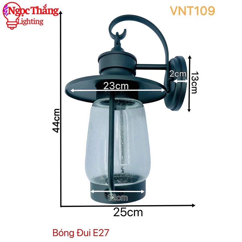 Đèn treo tường ngoài trời gắn tường trang trí ốp cổng hành lang 220V VNT109 Ngọc Thắng - Ảnh 2