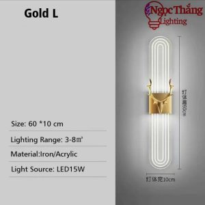 Alternative view of Đèn treo tường ốp tường 60cm trang trí phòng khách phòng ngủ cầu thang Led 3 màu 15W 220V GT3055 Ngọc Thắng