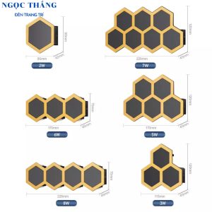 Alternative view of Đèn Led treo tường hắt tường hình tổ ong ngoài trời phòng ngủ phòng khách cầu thang 220V VNT6016 Ngọc Thắng