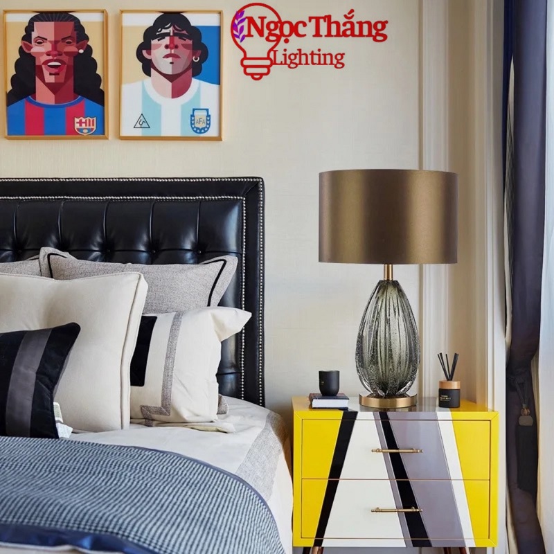 Đèn bàn phòng khách phòng ngủ thân thuỷ tinh cao cấp DB719 Ngọc Thắng (Tặng kèm một bóng Led 12W 3 chế độ màu) - Ảnh 12