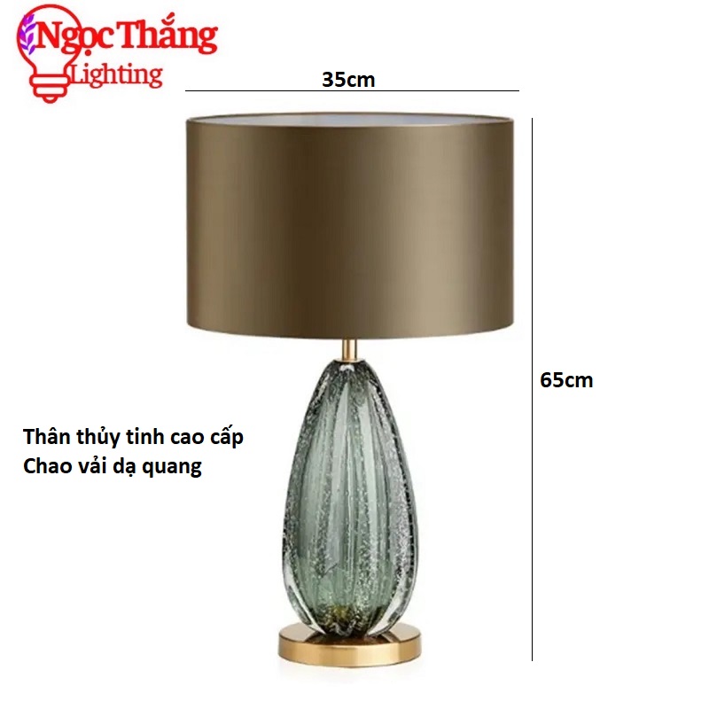 Đèn bàn phòng khách phòng ngủ thân thuỷ tinh cao cấp DB719 Ngọc Thắng (Tặng kèm một bóng Led 12W 3 chế độ màu) - Ảnh 21