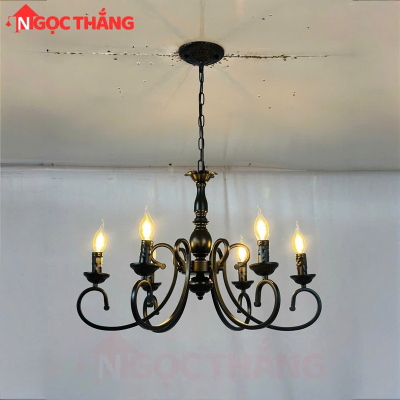 Đèn Chùm Phòng Khách Phong Cách Bắc Âu Cổ Điển Trang Bàn Ăn DC54 E14 Ngọc Thắng - Ảnh 6