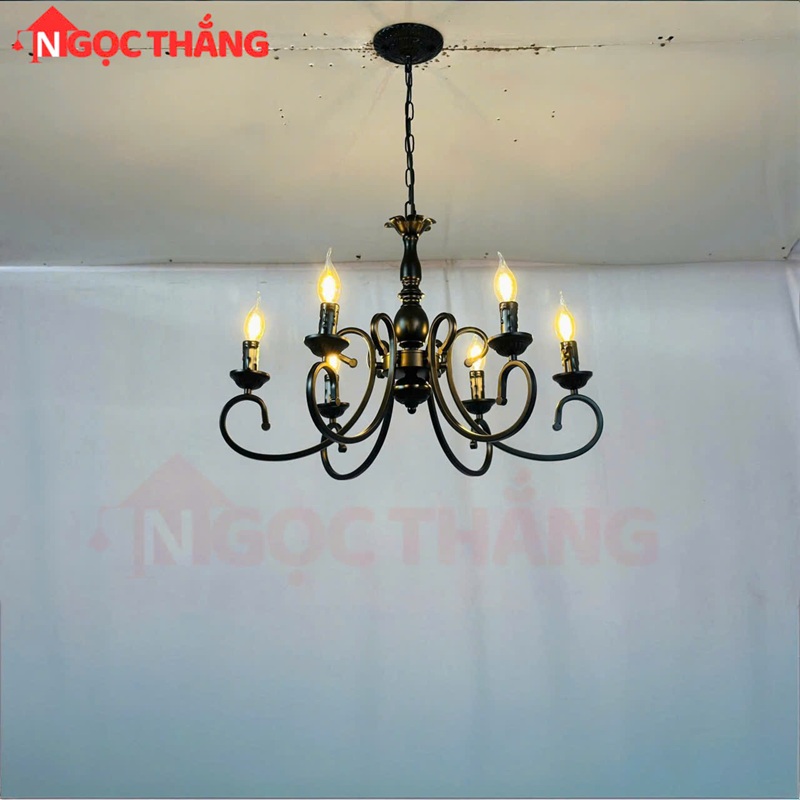 Đèn Chùm Phòng Khách Phong Cách Bắc Âu Cổ Điển Trang Bàn Ăn DC54 E14 Ngọc Thắng - Ảnh 3