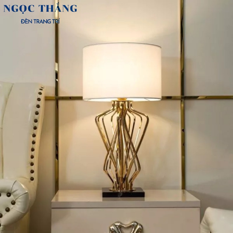 Đèn Led để bàn đọc sách làm việc phòng ngủ phòng khách cao cấp DB576 Trắng Ngọc Thắng (Tặng kèm một bóng Led Bulb 9W ánh sáng vàng)