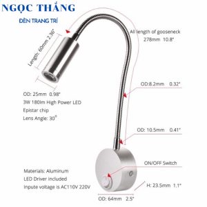 Alternative view of Đèn Led đọc sách chiếu tranh gắn tường phòng ngủ phòng khách Led 3W 220V PT401C Ngọc Thắng