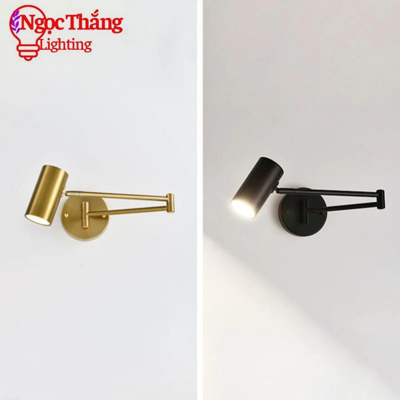 Đèn đọc sách treo tường gấp khúc khớp điều chỉnh linh hoạt trang trí phòng ngủ Led 5W 220V PT9082 Ngọc Thắng