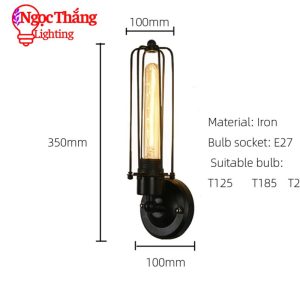 Alternative view of Đèn gắn tường treo tường rọ sắt trang trí cầu thang phòng ngủ quán cà phê V95 Ngọc Thắng