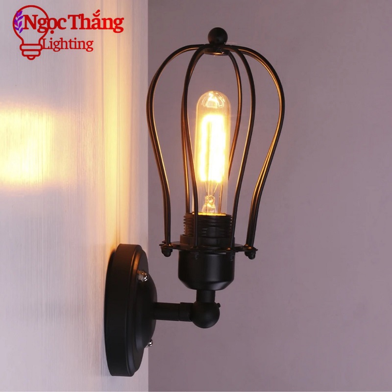 Đèn gắn tường treo tường rọ sắt trang trí cầu thang phòng ngủ quán cà phê V96 Ngọc Thắng