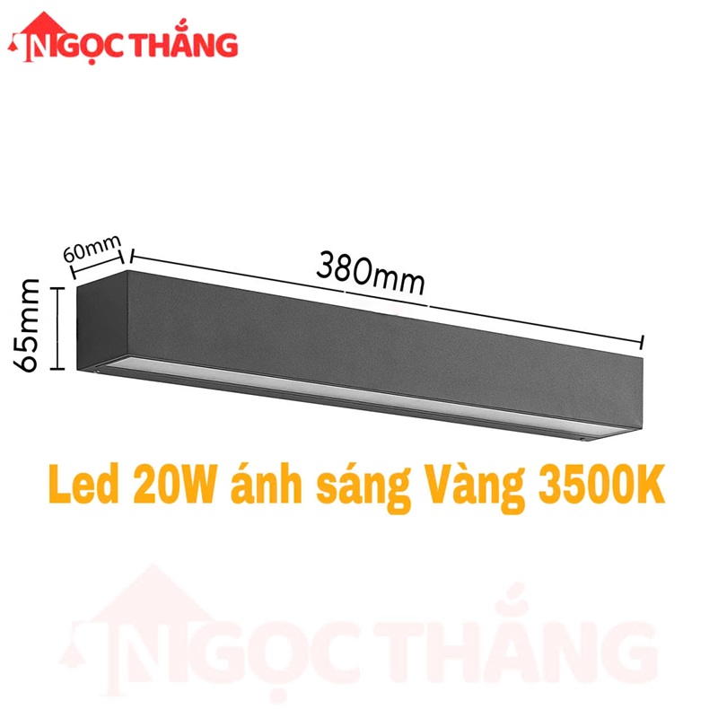 Đèn hắt tường treo tường 38cm trang trí ngoài trời trong nhà Led 20W 220V ODL7014 Ngọc Thắng - Ảnh 4