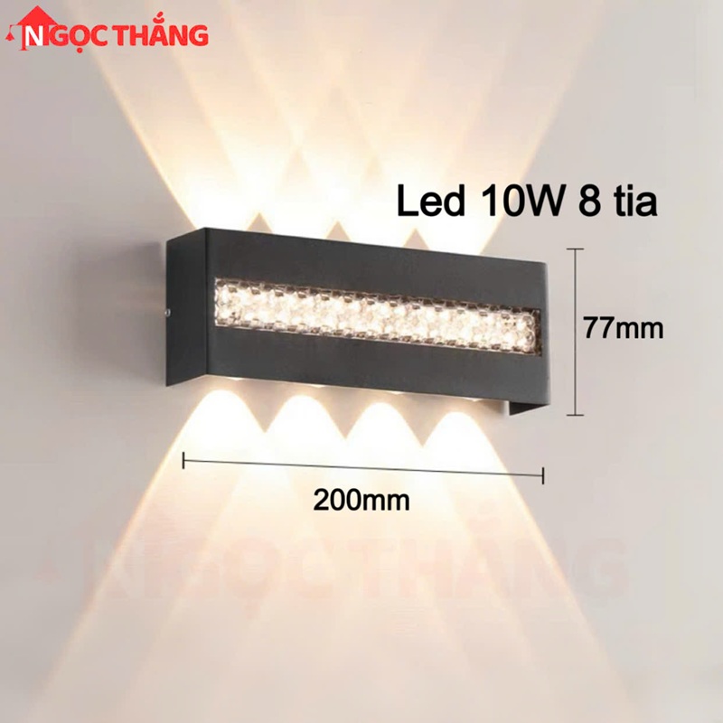 Đèn Led 8 Tia treo tường ngoài trời trang trí trong nhà 10W VNT1809 220V Ngọc Thắng