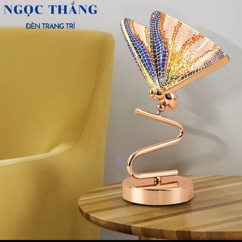 Đèn để bàn làm việc phòng ngủ cao cấp hình bướm đa sắc 8W Led 3 chế độ màu DB110 Ngọc Thắng