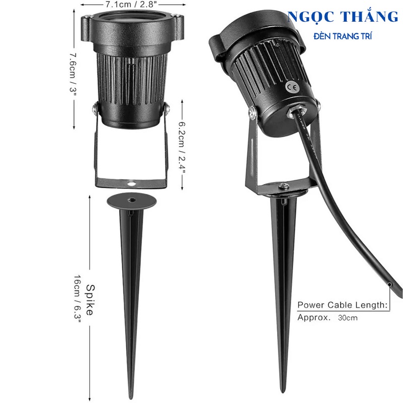 Đèn Led rọi sân vườn ngoài trời đế ghim đế ngồi ánh sáng vàng Led 3W 220V SV2505 Ngọc Thắng - Ảnh 5