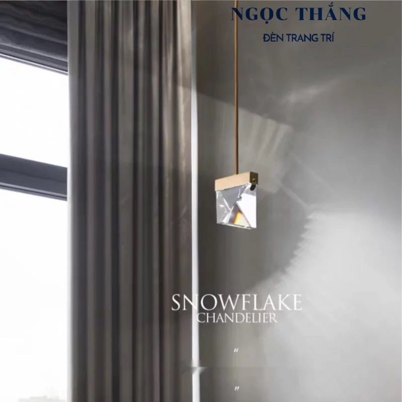 Đèn Led thả trần pha lê trang trí phòng ngủ phòng khách bàn ăn Led 8w ánh sáng vàng T8160B Ngọc Thắng