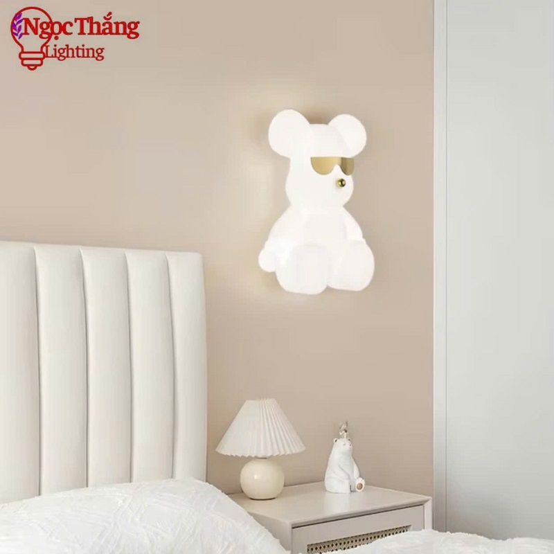 Đèn treo tường gấu Bear trang trí phòng ngủ cho bé Led 3 màu 8W 220V V6803 Ngọc Thắng - Ảnh 10