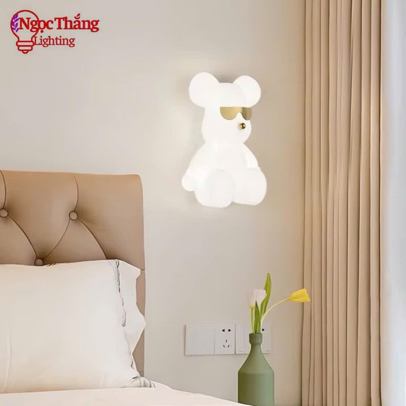 Đèn treo tường gấu Bear trang trí phòng ngủ cho bé Led 3 màu 8W 220V V6803 Ngọc Thắng - Ảnh 9