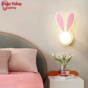 Đèn treo tường Mặt Thỏ Tai Hồng trang trí phòng ngủ cho bé Led 3 màu 8W 220V V8208 Ngọc Thắng - Ảnh 6