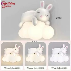 Alternative view of Đèn treo tường Thỏ ngủ trên mây trang trí phòng ngủ cho bé Led 3 màu 8W 220V V8202 Ngọc Thắng
