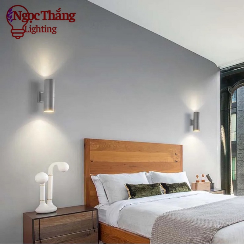 Đèn Led treo tường hắt tường cao 30cm trang trí trong nhà ngoài trời ánh sáng vàng Led 20W 220V VNT3502-2A màu xám Ngọc Thắng - Ảnh 8