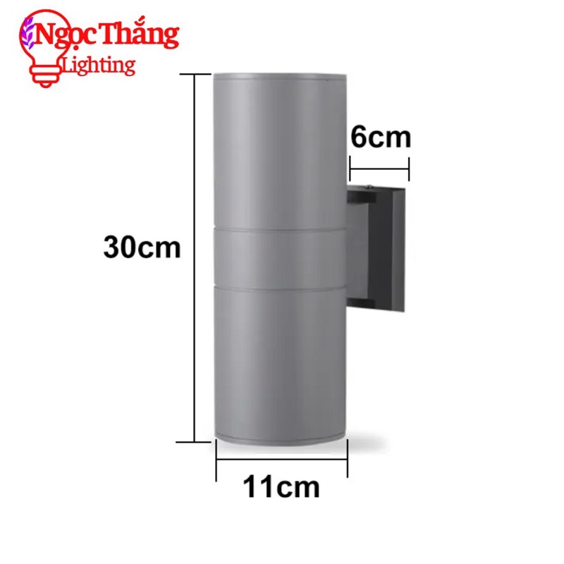 Đèn Led treo tường hắt tường cao 30cm trang trí trong nhà ngoài trời ánh sáng vàng Led 20W 220V VNT3502-2A màu xám Ngọc Thắng - Ảnh 6