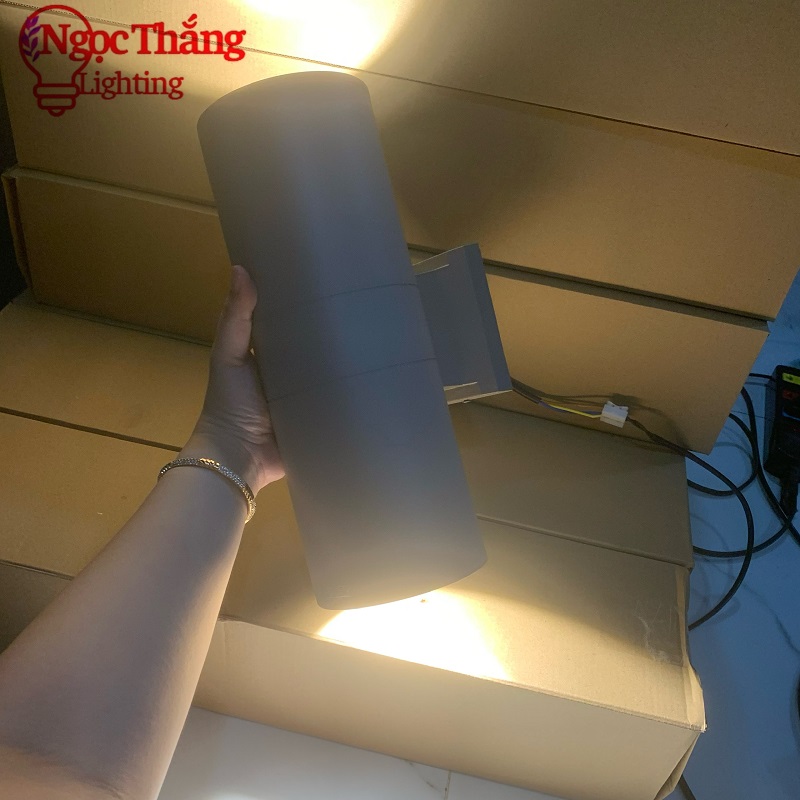 Đèn Led treo tường hắt tường cao 30cm trang trí trong nhà ngoài trời ánh sáng vàng Led 20W 220V VNT3502-2A màu xám Ngọc Thắng - Ảnh 4