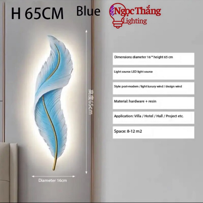 Đèn Led treo tường ốp tường 60cm hình lông vũ trang trí trong nhà cầu thang Led 3 chế độ màu 17W 220V VK118 Ngọc Thắng - Ảnh 19