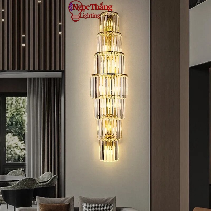 Đèn treo tường ốp tường pha lê cao cấp trang trí phòng khách phòng ngủ cầu thang Led 70W E14 220V GT3051 Ngọc Thắng