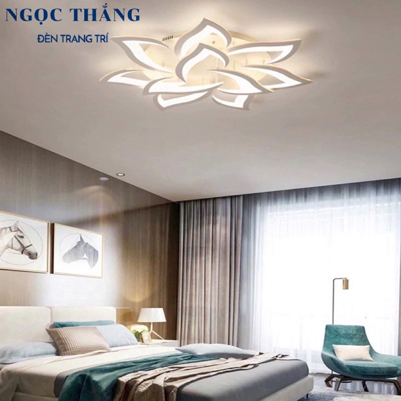 Đèn Mâm LED 10 Cánh Ốp Trần Hiện Đại Trang Trí Phòng Khách MO976 Ngọc Thắng (Tặng kèm remote điều khiển từ xa)