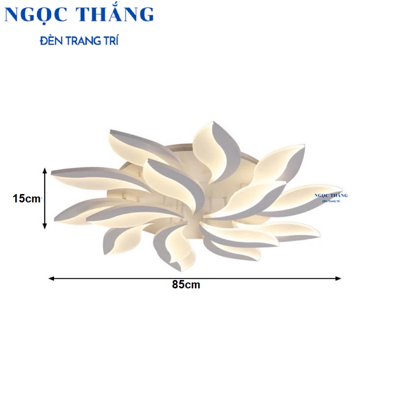 Đèn Mâm LED 15 Cánh Ốp Trần Hiện Đại Trang Trí Phòng Khách MO930 Ngọc Thắng (Tặng kèm remote điều khiển từ xa) - Ảnh 3