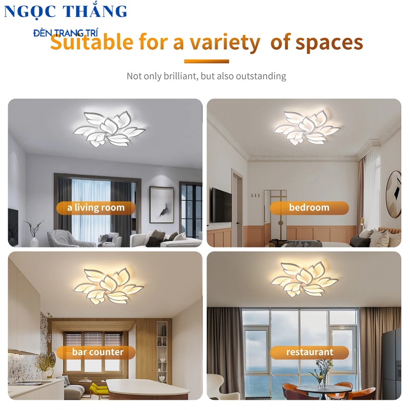 Đèn Mâm LED Ốp Trần 9 Cánh Hiện Đại Trang Trí Phòng Khách MO972 Ngọc Thắng (Tặng kèm remote điều khiển từ xa) - Ảnh 10