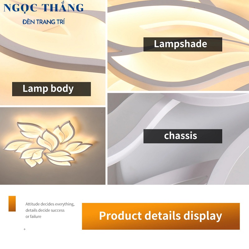 Đèn Mâm LED Ốp Trần 9 Cánh Hiện Đại Trang Trí Phòng Khách MO972 Ngọc Thắng (Tặng kèm remote điều khiển từ xa) - Ảnh 12