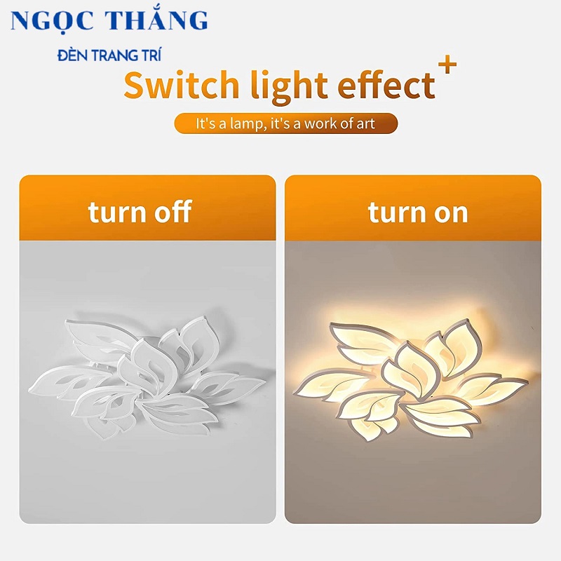 Đèn Mâm LED Ốp Trần 9 Cánh Hiện Đại Trang Trí Phòng Khách MO972 Ngọc Thắng (Tặng kèm remote điều khiển từ xa) - Ảnh 11