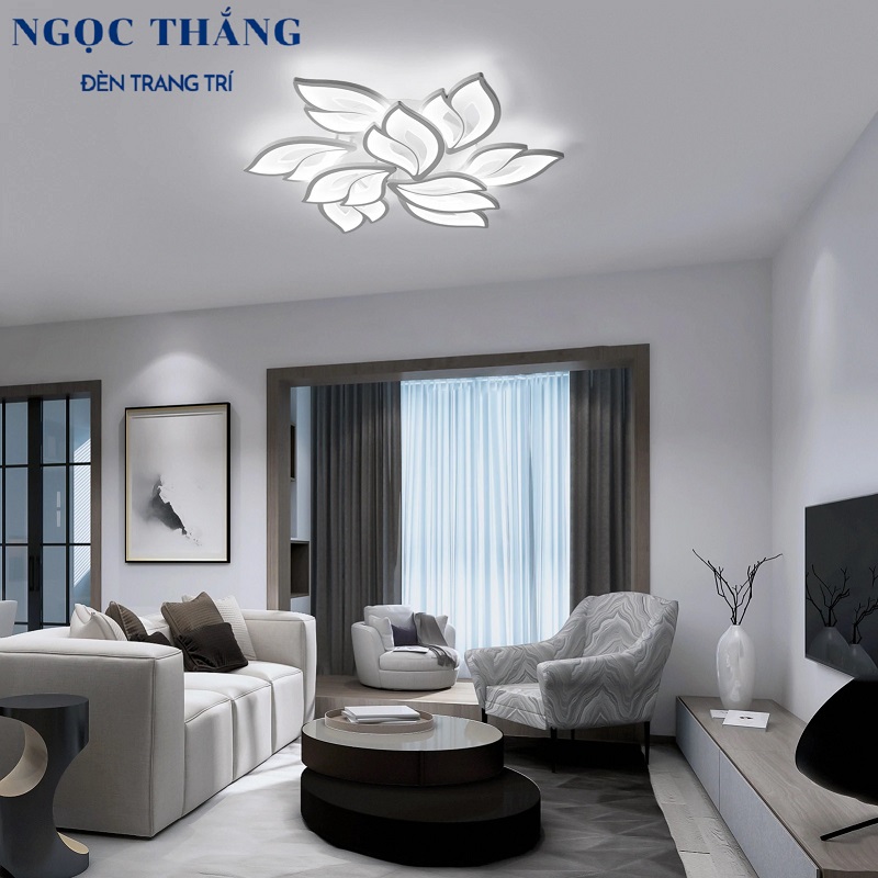 Đèn Mâm LED Ốp Trần 9 Cánh Hiện Đại Trang Trí Phòng Khách MO972 Ngọc Thắng (Tặng kèm remote điều khiển từ xa) - Ảnh 3