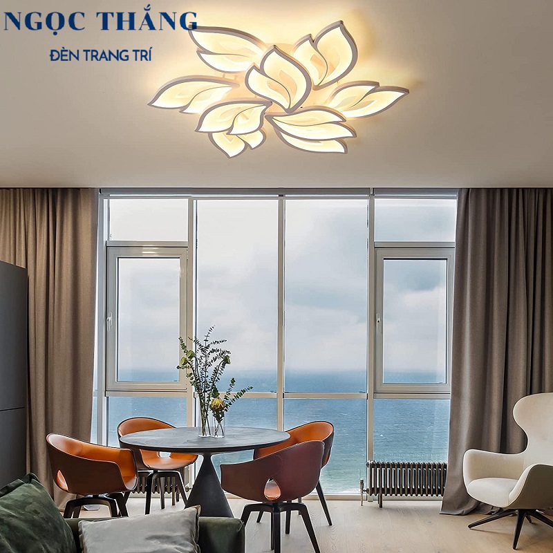 Đèn Mâm LED Ốp Trần 9 Cánh Hiện Đại Trang Trí Phòng Khách MO972 Ngọc Thắng (Tặng kèm remote điều khiển từ xa) - Ảnh 7