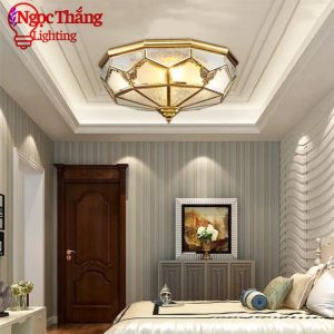 Alternative view of Đèn Mâm Ốp Trần Đồng Cao Cấp Trang Trí Phòng Ngủ Phòng Khách Led 3 chế độ màu 220V E27 OD698 Ngọc Thắng