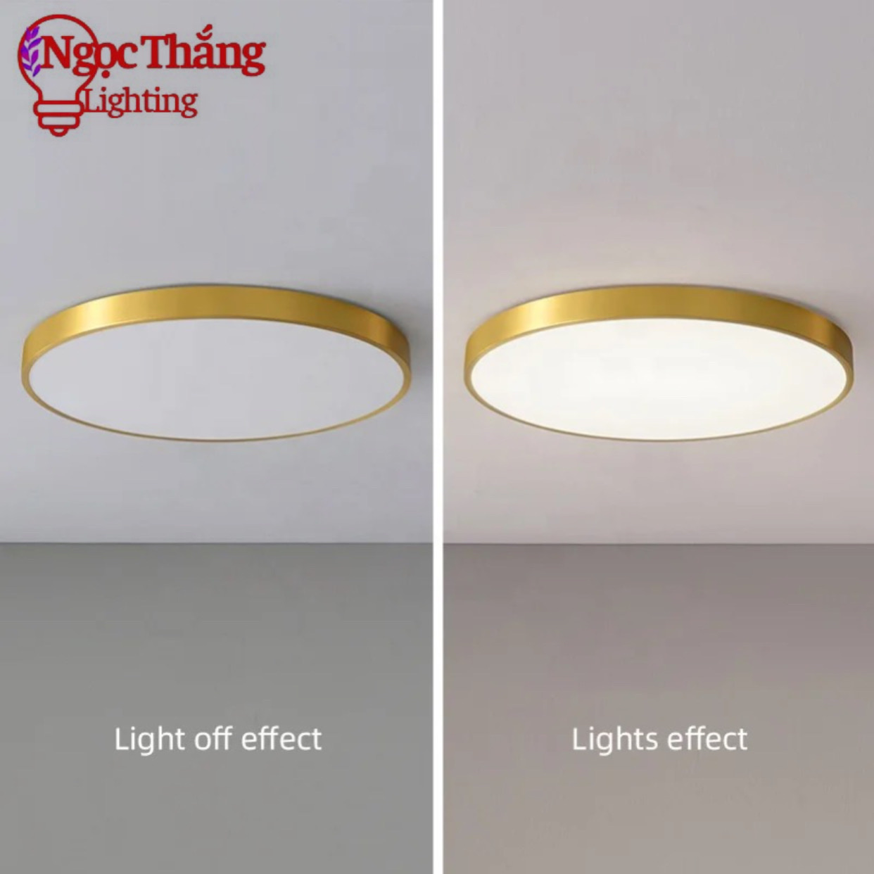 Đèn Mâm 30cm Ốp Trần Viền Vàng Đồng Trang Trí Phòng Ngủ Phòng Khách Led 3 Màu OD717 Ngọc Thắng - Ảnh 6
