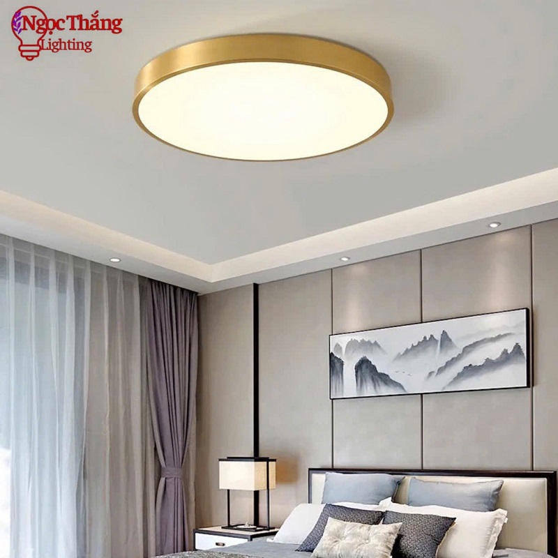 Đèn Mâm LED Ốp Trần Viền Vàng Đồng Trang Trí Phòng Ngủ Phòng Khách Led 3 Màu OD717/40 Ngọc Thắng (Kèm remote điều khiển từ xa) - Ảnh 11