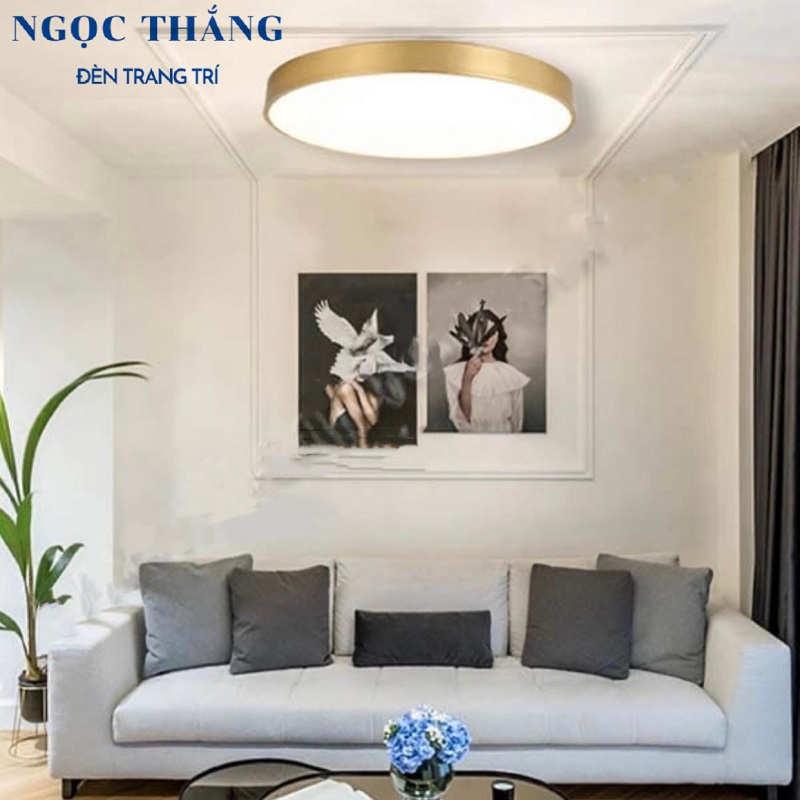 Đèn Mâm LED Ốp Trần Viền Vàng Đồng Trang Trí Phòng Ngủ Phòng Khách Led 3 Màu OD717/40 Ngọc Thắng (Kèm remote điều khiển từ xa) - Ảnh 24
