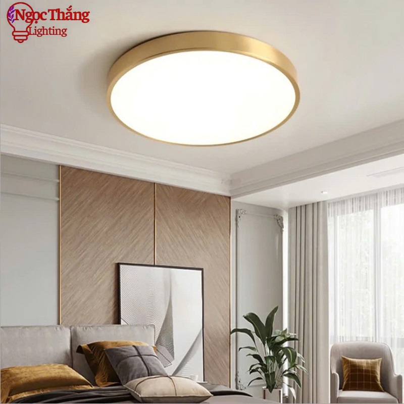 Đèn Mâm LED Ốp Trần Viền Vàng Đồng Trang Trí Phòng Ngủ Phòng Khách Led 3 Màu OD717/40 Ngọc Thắng (Kèm remote điều khiển từ xa) - Ảnh 5