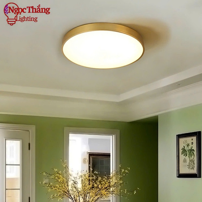 Đèn Mâm LED Ốp Trần Viền Vàng Đồng Trang Trí Phòng Ngủ Phòng Khách Led 3 Màu OD717/40 Ngọc Thắng (Kèm remote điều khiển từ xa) - Ảnh 4