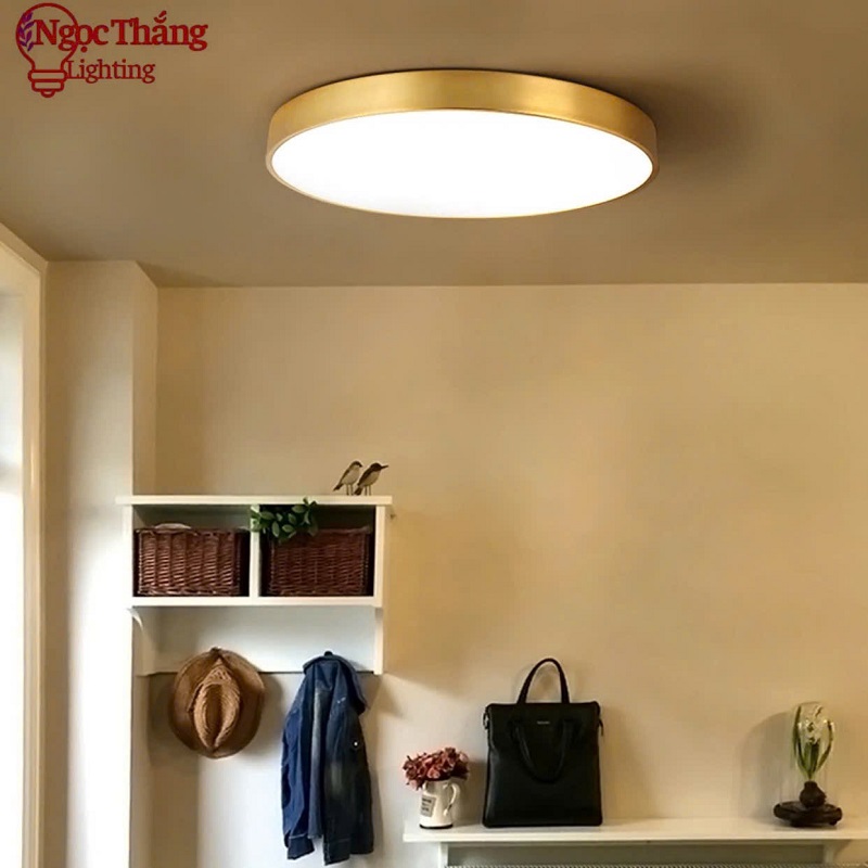 Đèn Mâm LED Ốp Trần Viền Vàng Đồng Trang Trí Phòng Ngủ Phòng Khách Led 3 Màu OD717/40 Ngọc Thắng (Kèm remote điều khiển từ xa) - Ảnh 3